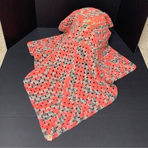 Cozy Red and Gray Crochet Granny Square Baby Blanket